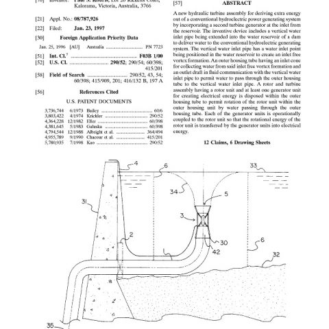 Vortex Turbine Patent Abstract